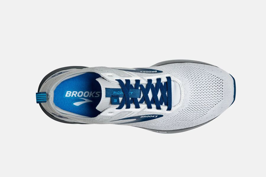 Brooks Ricochet 3 Road Running Shoes Mens - White/Blue - WTDCI-8206